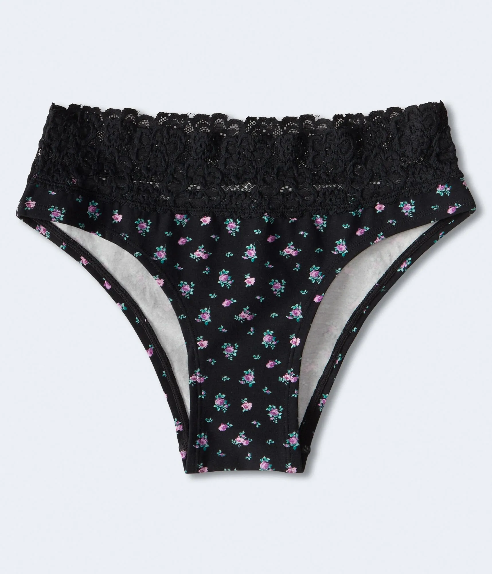 Aeropostale Damen Spitzenbesatz Blumenmuster Cheeky - - Größe M - Baumwolle - Teen Mode & Bekleidung Schwarz Aeropostale