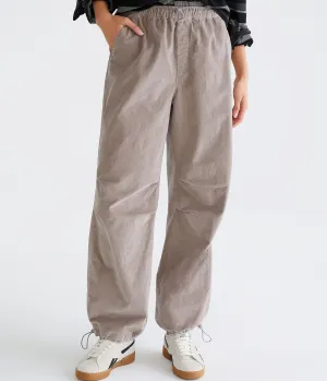 Aeropostale Damen High-Waist Cord Parachute Hose - Grau - Größe S - Baumwolle - Teen Mode & Bekleidung Wayfarer Grau Aeropostale