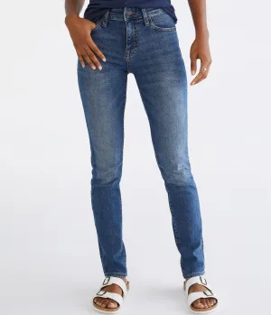 Aeropostale Damen Mid-Rise Skinny Jeans - Washed Denim - Größe 10 R - Baumwolle - Teenager-Mode & Bekleidung Medium Wash Aeropostale