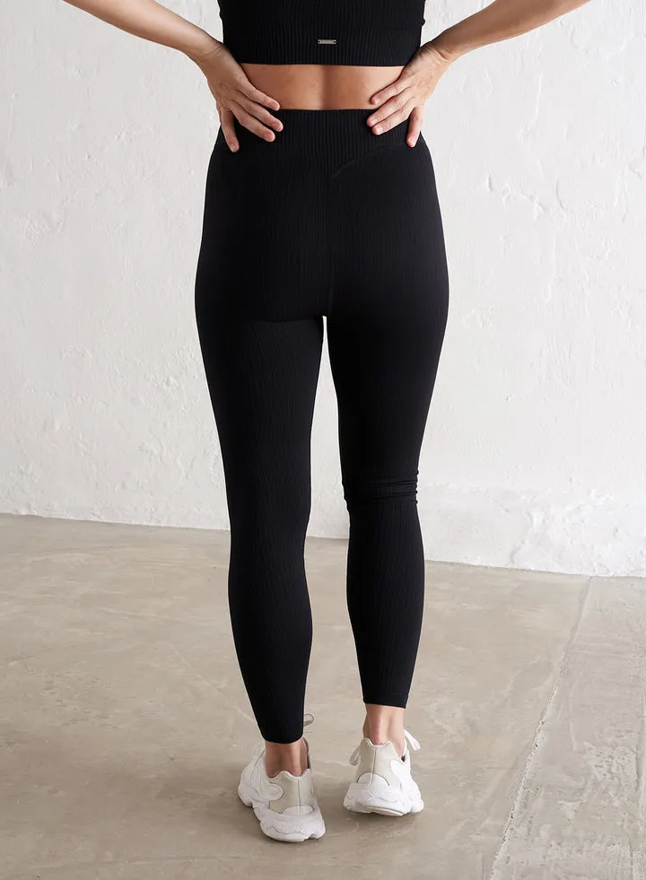 Aim'n Clothing Schwangerschafts-Rippenstrumpfhose nahtlos | Schwarz