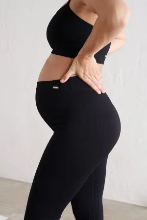 Aim'n Clothing Schwangerschafts-Rippenstrumpfhose nahtlos | Schwarz