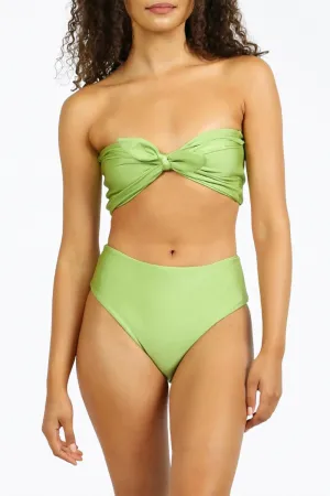 Belize Trägerloses Bandeau-Bikini-Oberteil in Glanz-Kiwi
