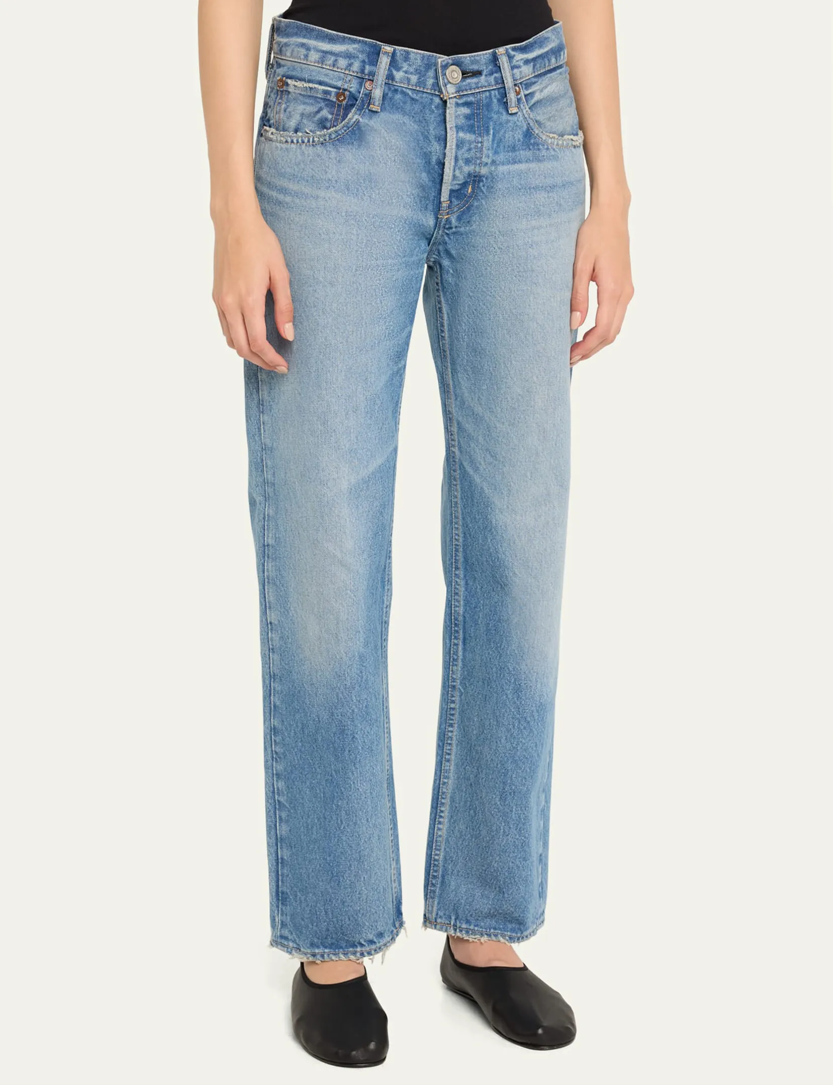 Cheval Low Rise Straight, Hellblaue Kleidung_moussy