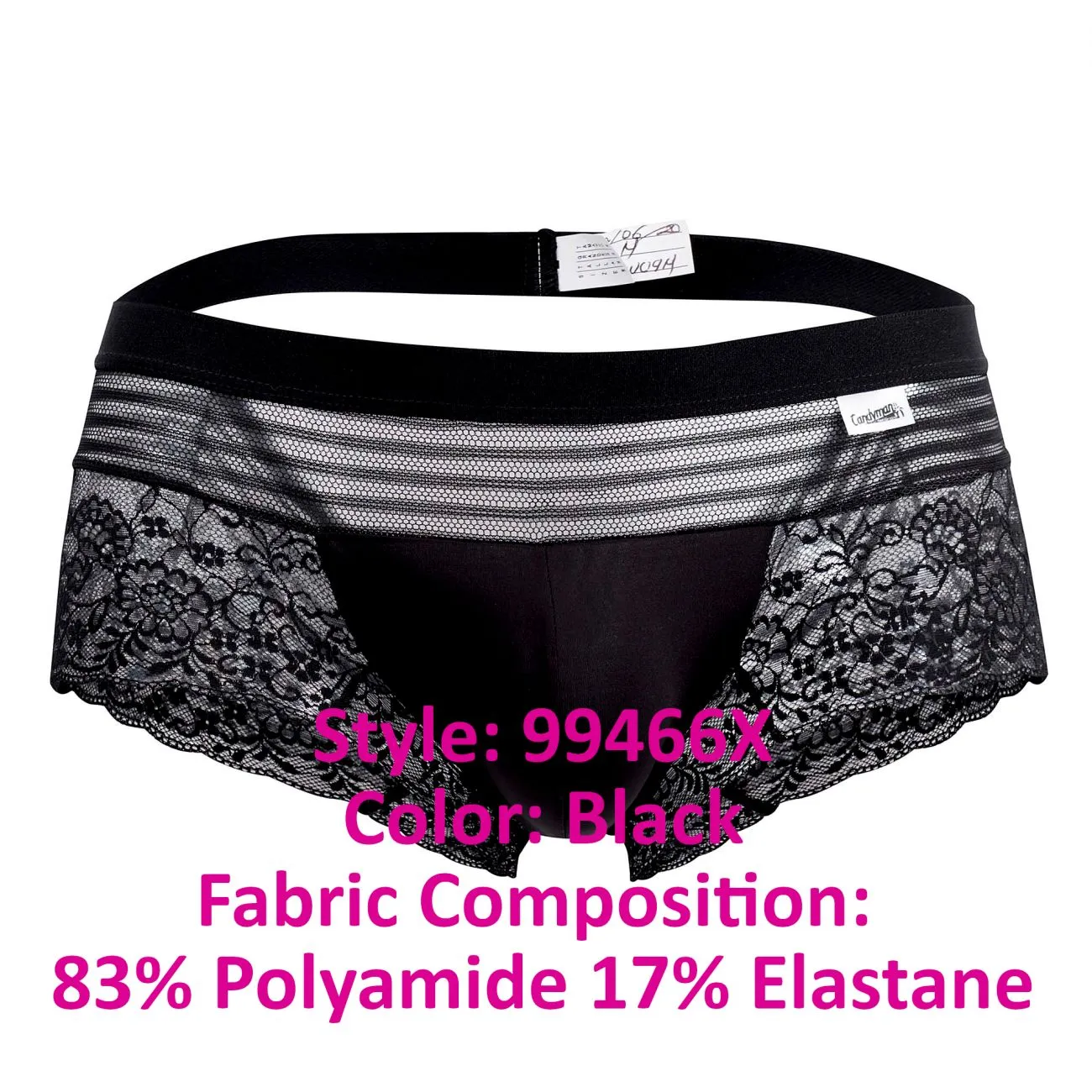 Bekleidung_Candyman_Herrenunterwäsche CandyMan 99466X Spitzen-Slip Farbe Schwarz