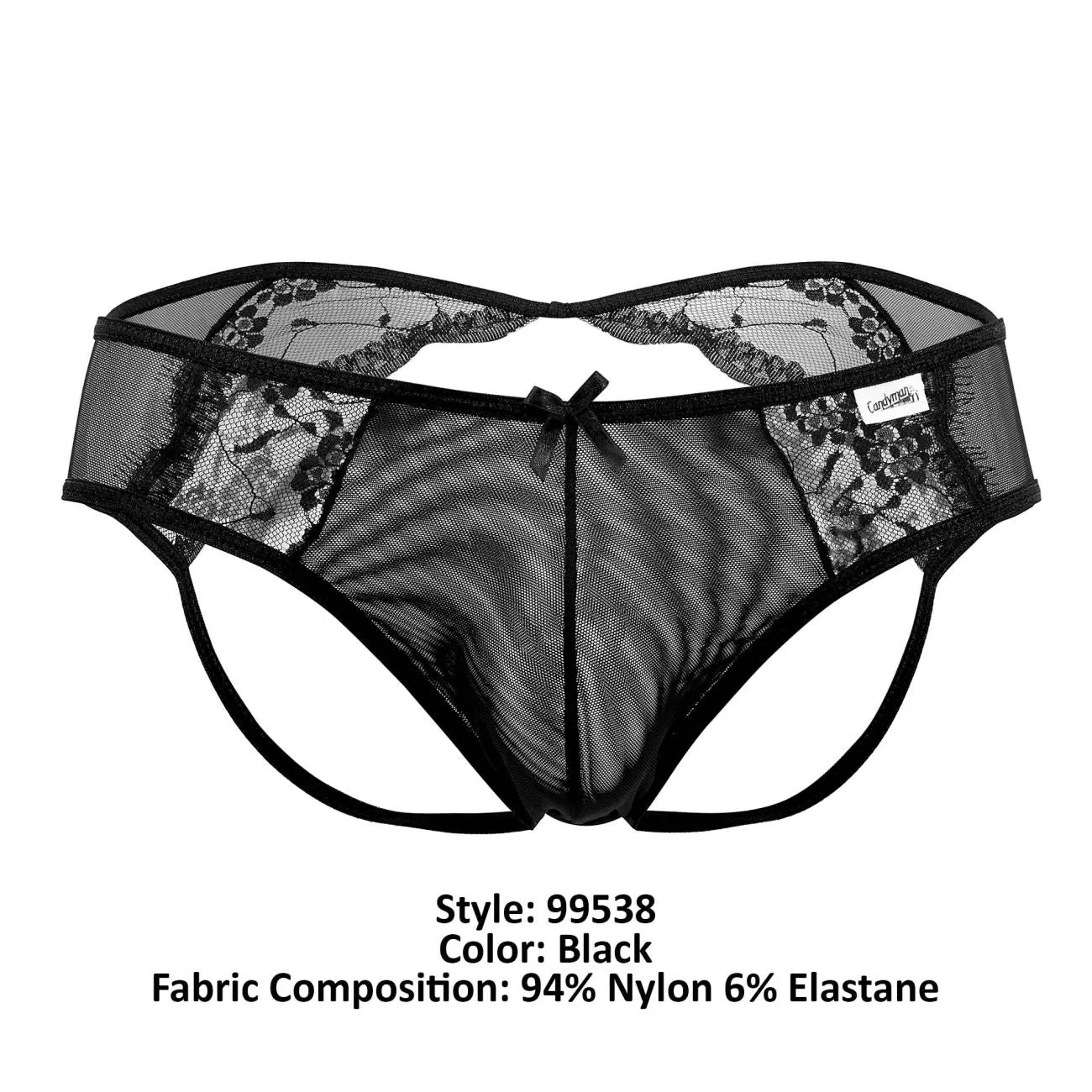Bekleidung_Candyman_Herrenunterwäsche CandyMan 99538 Spitzen-Jockstrap Farbe Schwarz
