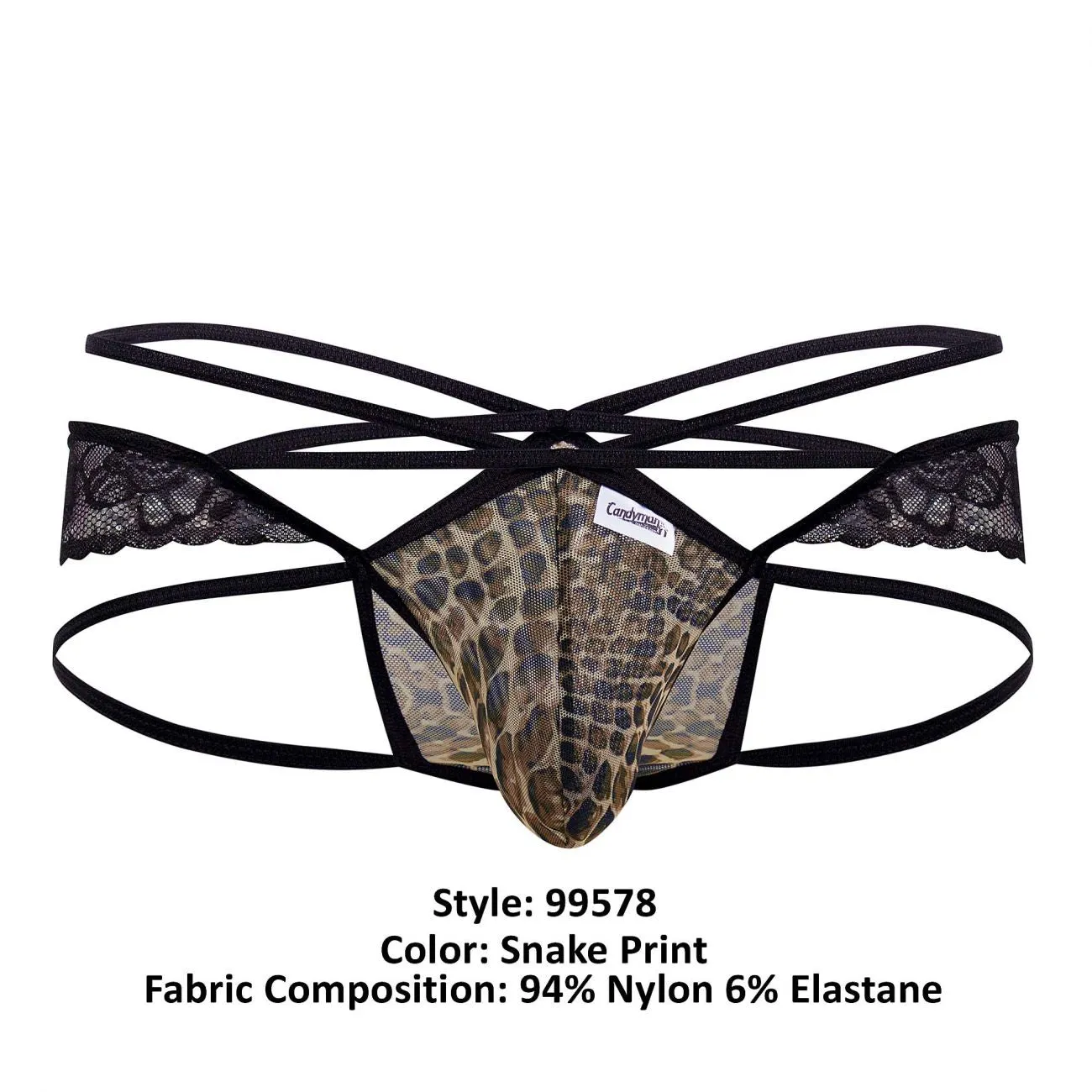 Bekleidung_Candyman_Herrenunterwäsche CandyMan 99578 Mesh-Spitzen-Bikini Farbe Schlangenmuster