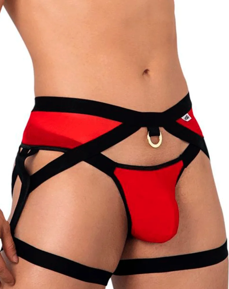 Bekleidung_Candyman_Herrenunterwäsche Candyman 99623 Sexy Strumpfhalter-Jockstrap Rot