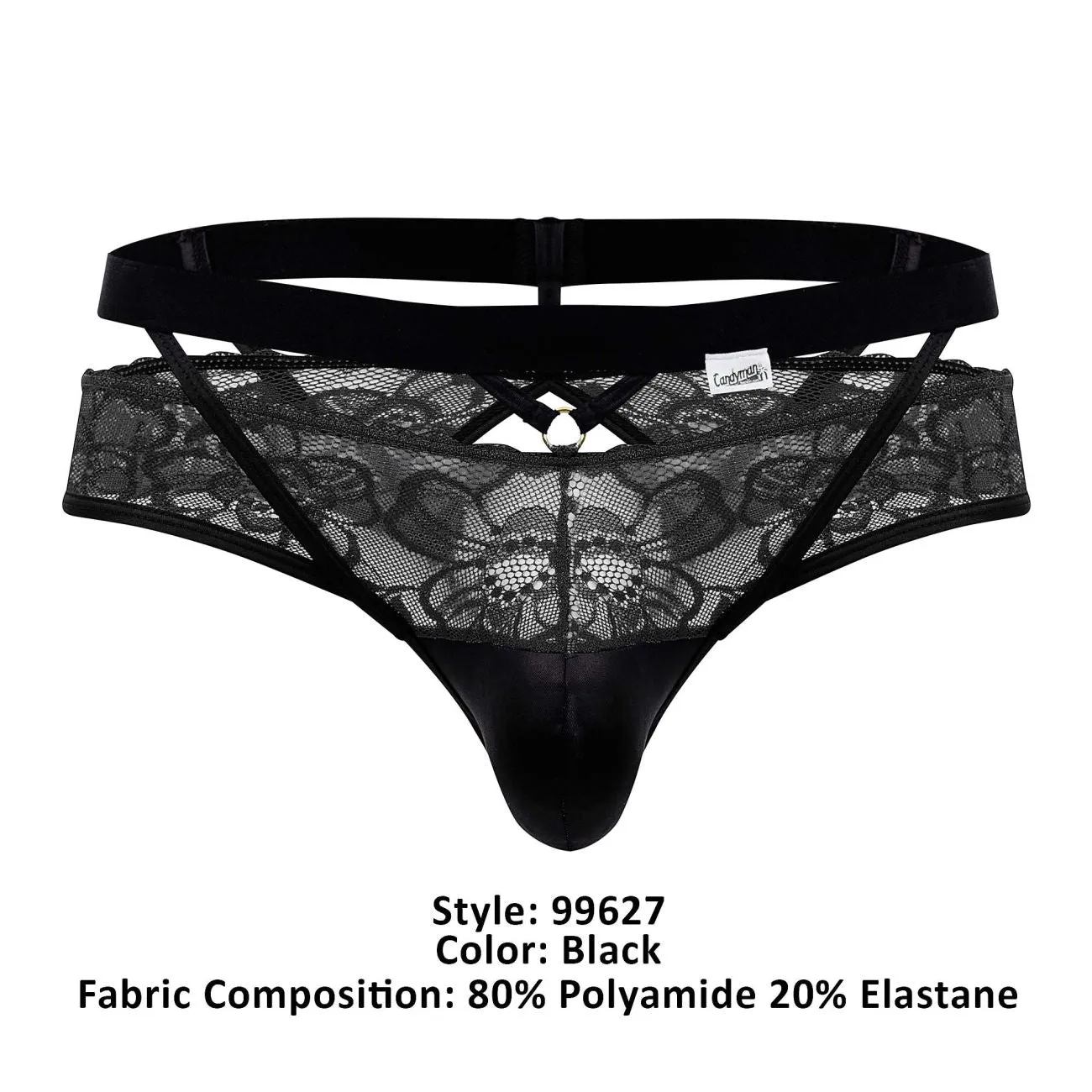 Bekleidung_Candyman_Herrenunterwäsche CandyMan 99627 Spitzen-Jockstrap Farbe Schwarz