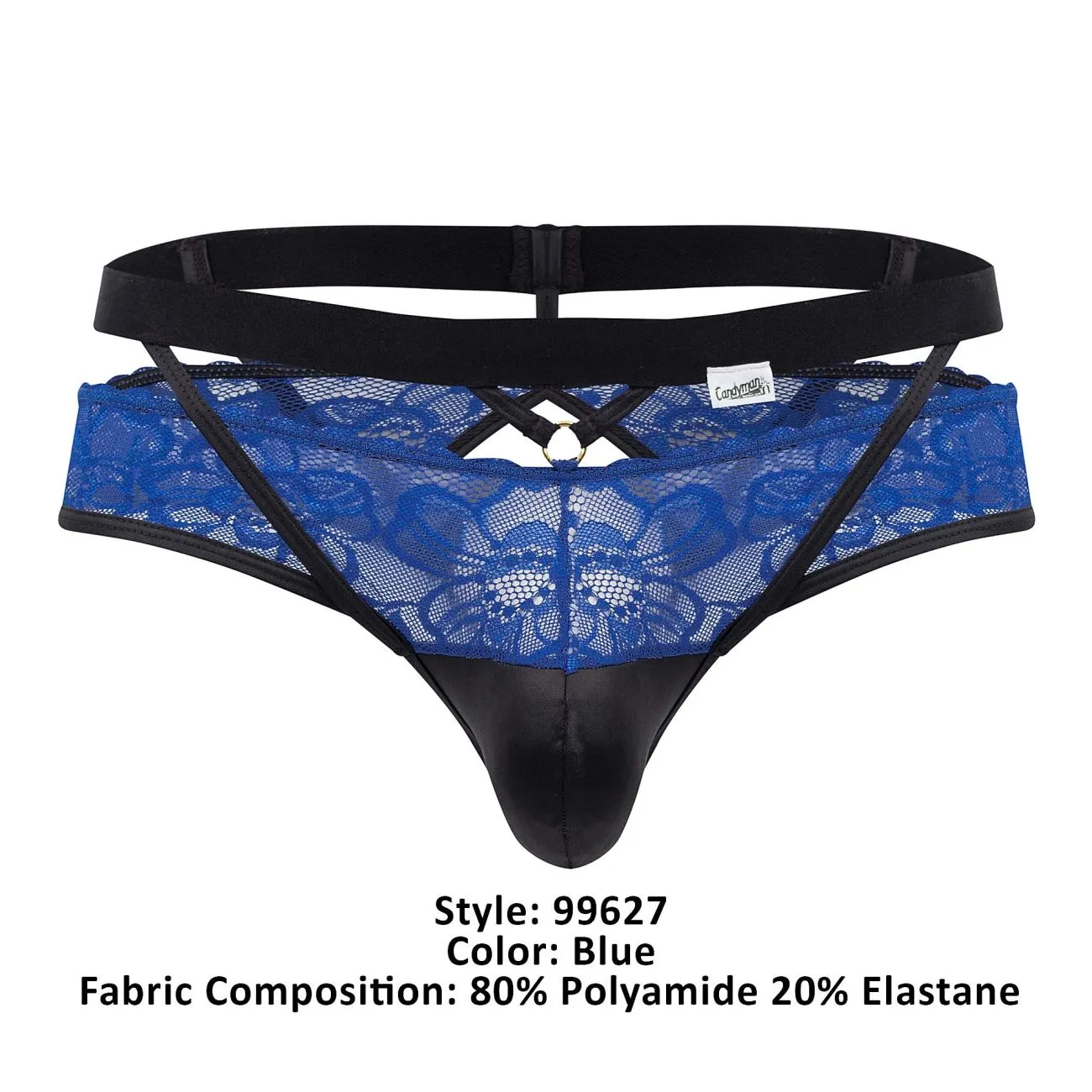 Bekleidung_Candyman_Herrenunterwäsche CandyMan 99627 Spitzen-Jockstrap Farbe Blau