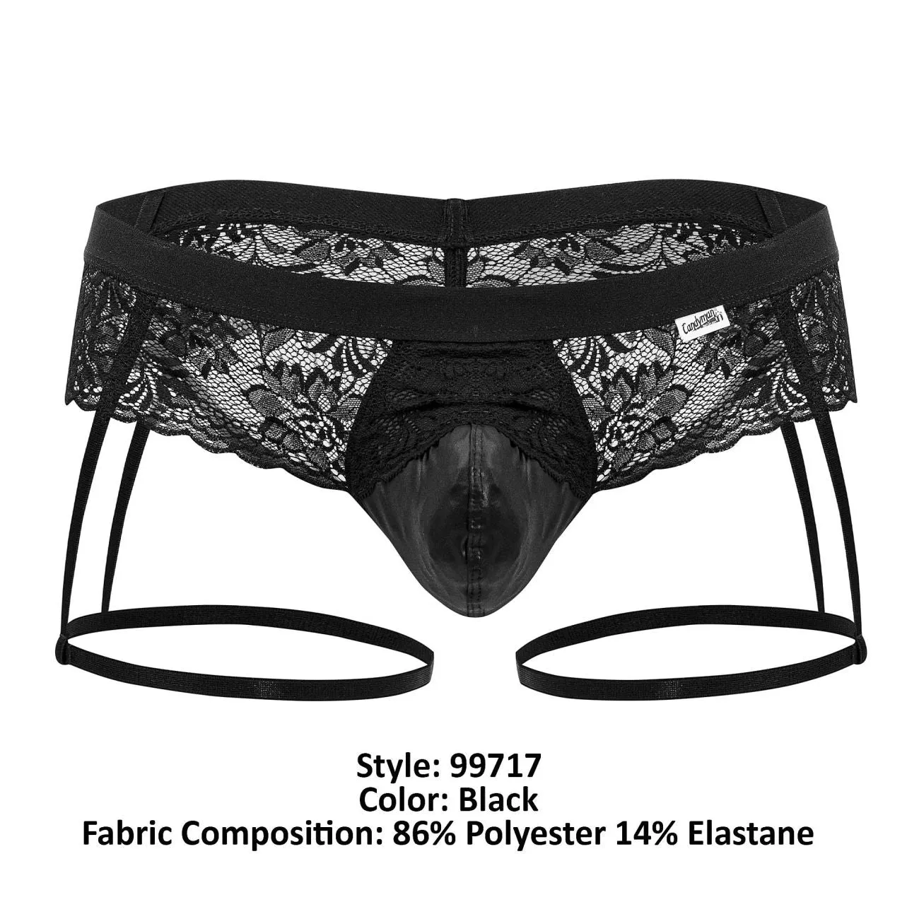 Bekleidung_Candyman_Herrenunterwäsche CandyMan 99717 Spitzen-Gather-Jockstrap Farbe Schwarz