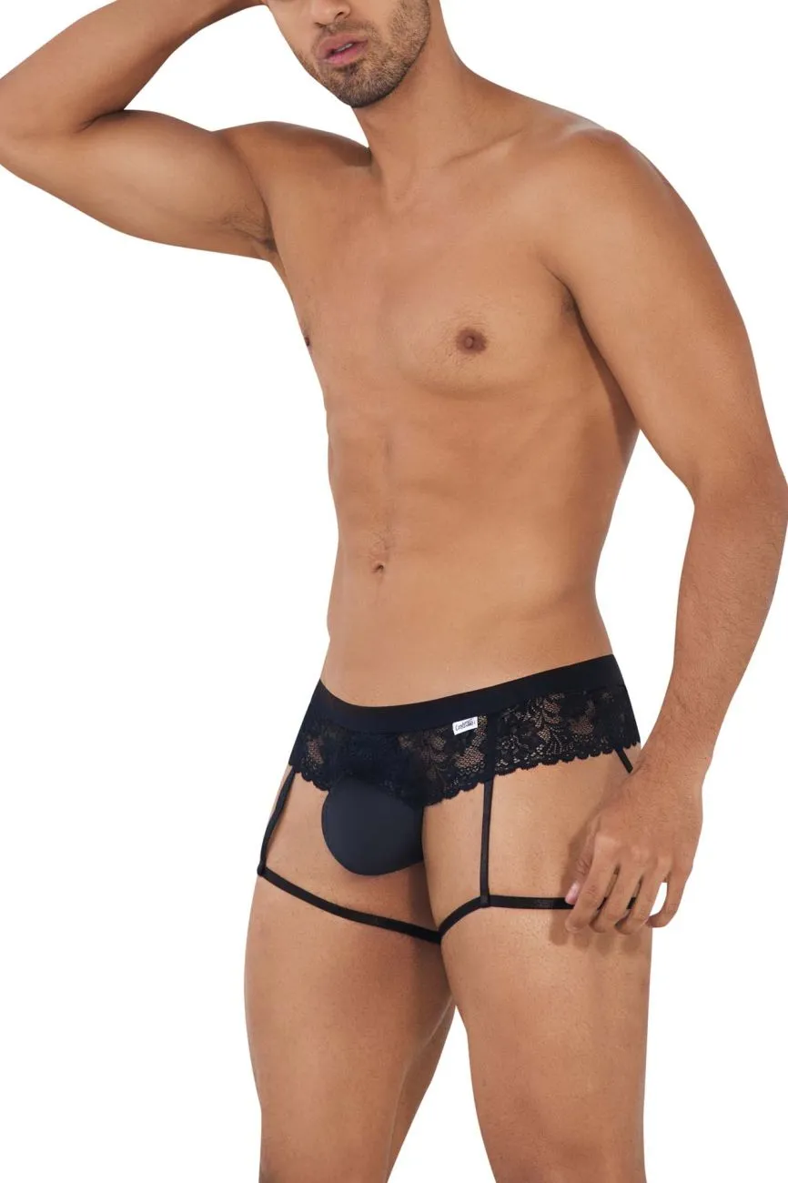 Bekleidung_Candyman_Herrenunterwäsche CandyMan 99717 Spitzen-Gather-Jockstrap Farbe Schwarz
