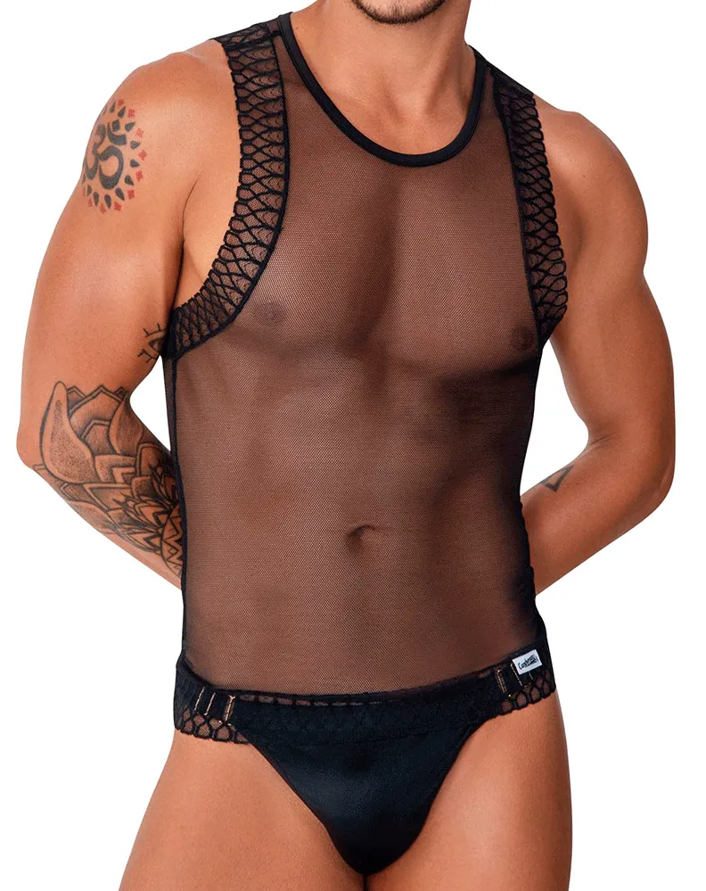 Bekleidung_Candyman_Herrenunterwäsche Candyman 99758 Mesh Tanktop Schwarz