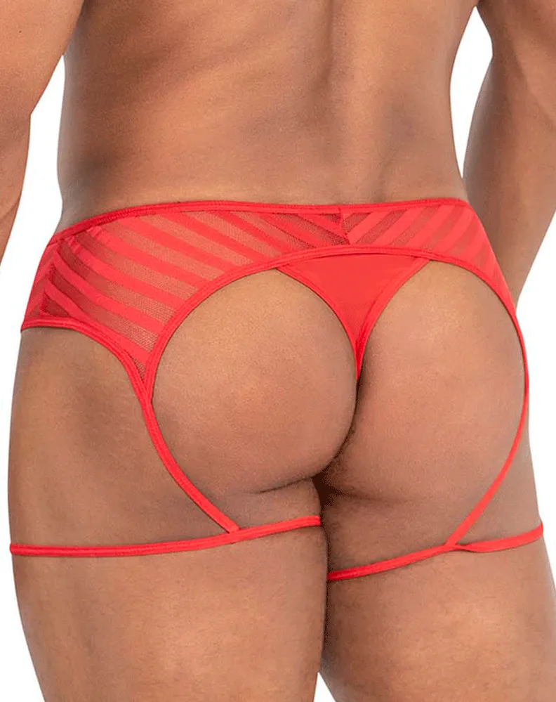 Bekleidung_Candyman_Herrenunterwäsche Candyman 99792 Mesh-Strumpfband-Tanga Rot