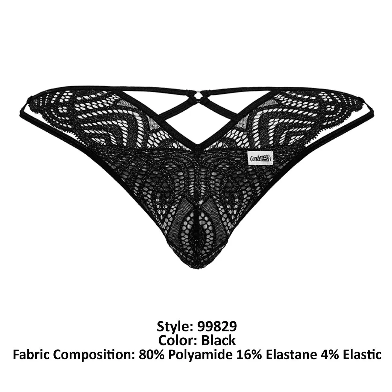 Bekleidung_Candyman_Herrenunterwäsche CandyMan 99829 Spitzen-Tanga Farbe Schwarz