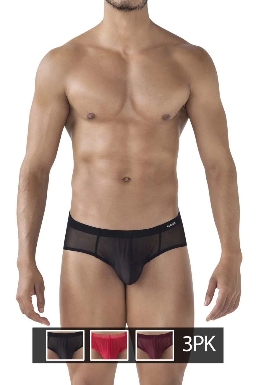 Clever Herrenunterwäsche Clever 519962 3er Pack Australische Latex-Slip Slips Farbe Rot-Schwarz-Weinrot