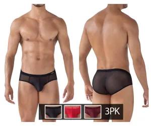 Clever Herrenunterwäsche Clever 519962 3er Pack Australische Latex-Slip Slips Farbe Rot-Schwarz-Weinrot