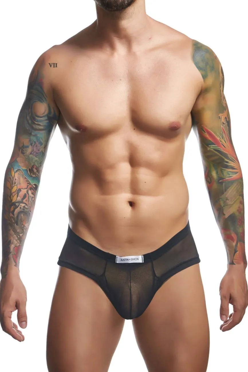 Bekleidung_Justin   Simon_Herrenunterwäsche JUSTIN SIMON XSJ22 Cheek Briefs Farbe Schwarz Mesh