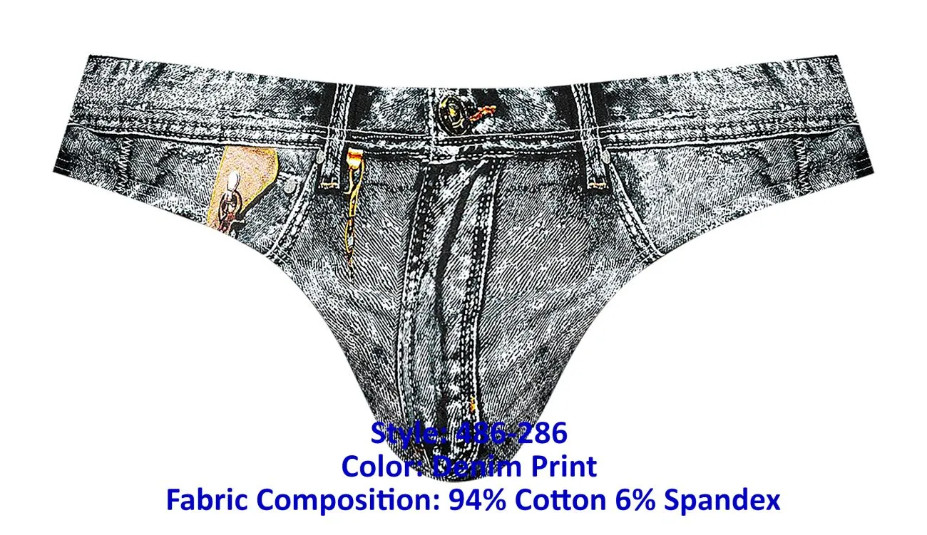 Bekleidung_Herren Power_Herrenunterwäsche Male Power 486-286 Schmutziger Denim Bikini Farbe Denim Druck