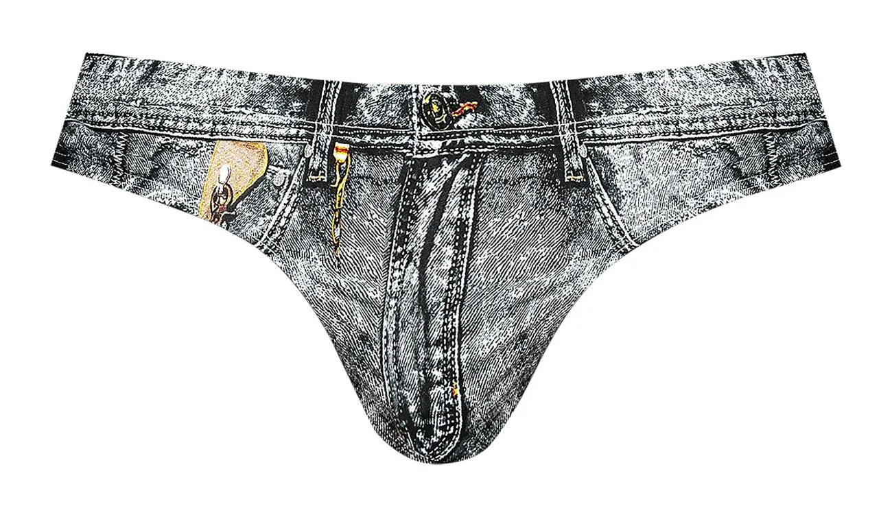 Bekleidung_Herren Power_Herrenunterwäsche Male Power 486-286 Schmutziger Denim Bikini Farbe Denim Druck