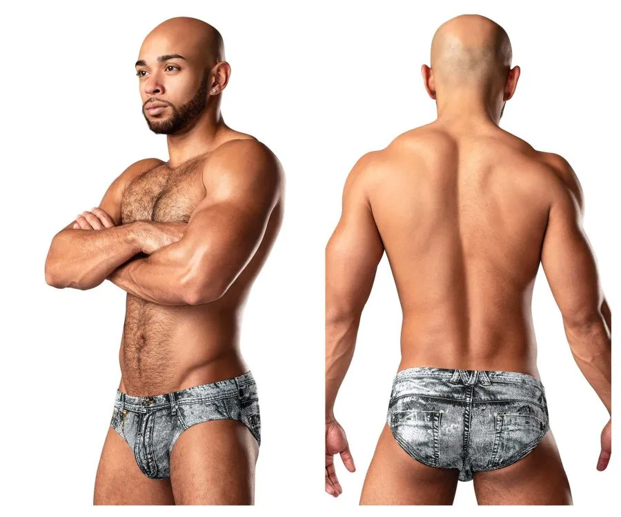 Bekleidung_Herren Power_Herrenunterwäsche Male Power 486-286 Schmutziger Denim Bikini Farbe Denim Druck