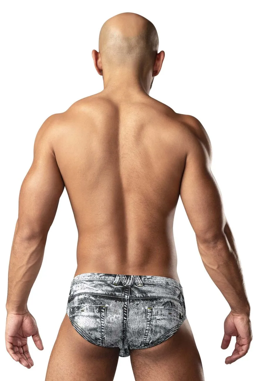 Bekleidung_Herren Power_Herrenunterwäsche Male Power 486-286 Schmutziger Denim Bikini Farbe Denim Druck