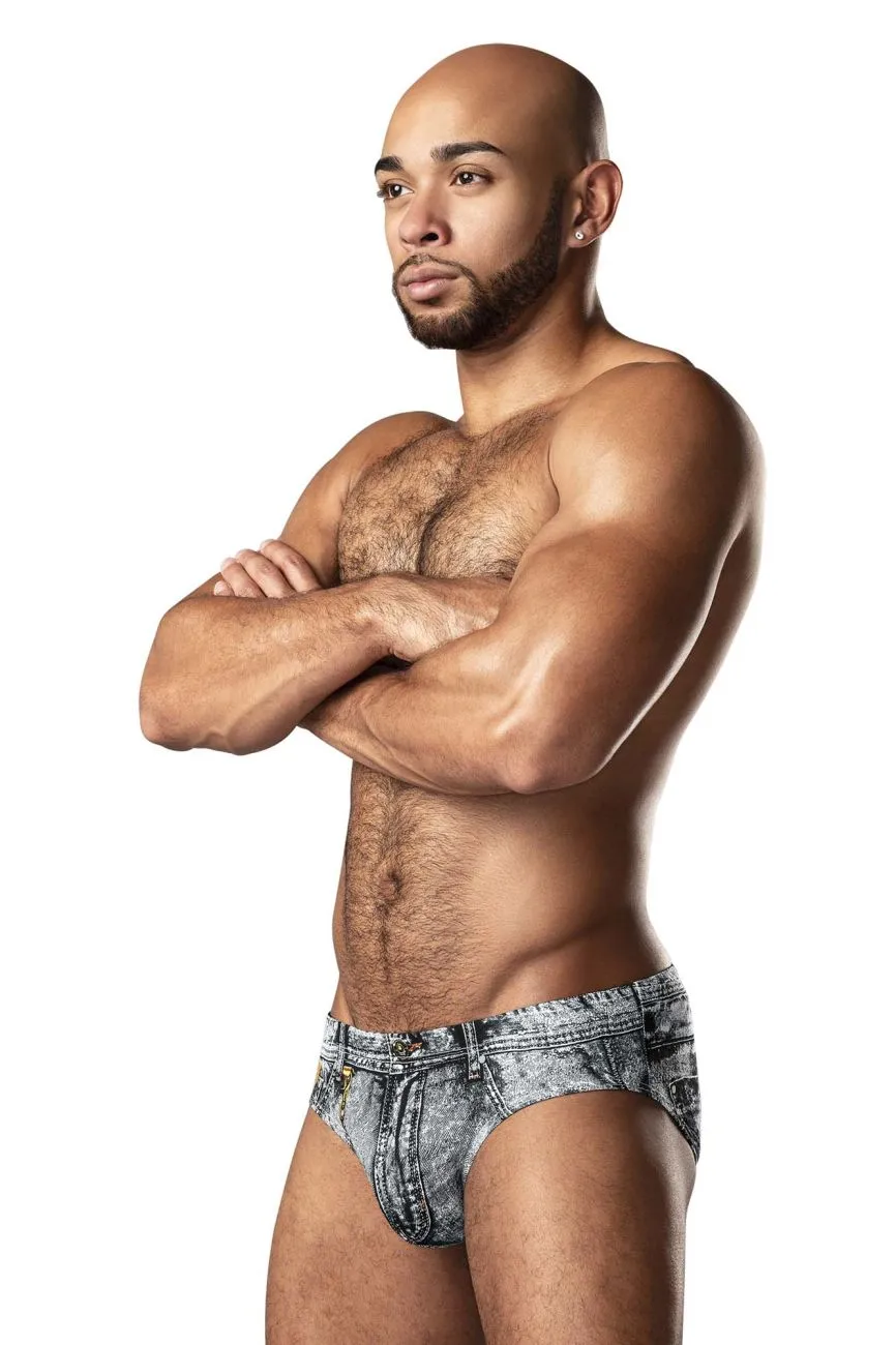 Bekleidung_Herren Power_Herrenunterwäsche Male Power 486-286 Schmutziger Denim Bikini Farbe Denim Druck