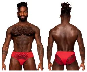 Bekleidung_Herren Power_Herrenunterwäsche Male Power 492-280 Verspieltes Spitzen-Bikini Einfarbiger Pouch Farbe Rot