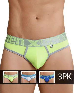 Kleidung_Xtremen_Herrenunterwäsche Xtremen 91031-3 3er Pack Piping Tangas Grün-Weiß-Blau