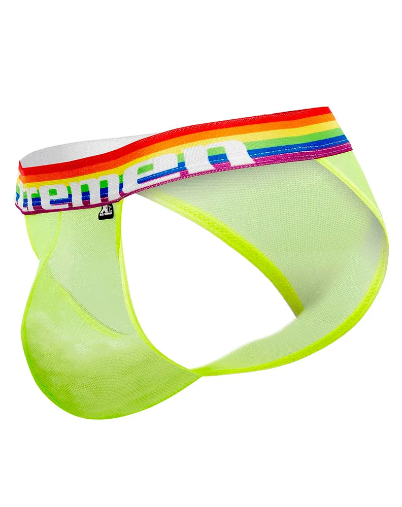 Clothing_Xtremen_Herrenunterwäsche Xtremen 91104 Pride Mesh Bikini Neon Grün