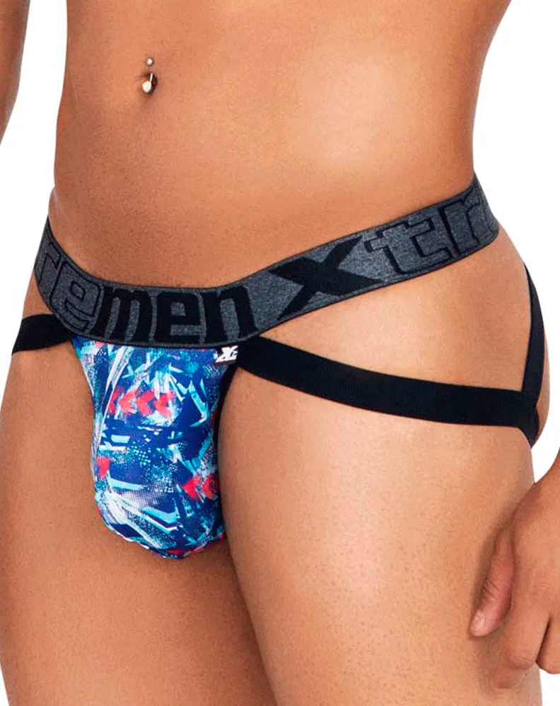 Clothing_Xtremen_Herrenunterwäsche Xtremen 91130 Bedruckter Jockstrap Royal