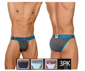 Clothing_Xtremen_Unterwäsche Xtremen 91057X-3 3er Pack Bikini Farbe Grau-Blau-Rosa