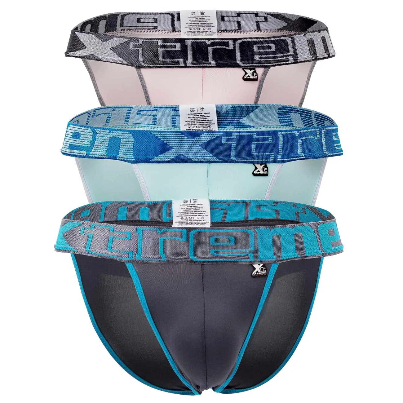 Clothing_Xtremen_Unterwäsche Xtremen 91057X-3 3er Pack Bikini Farbe Grau-Blau-Rosa