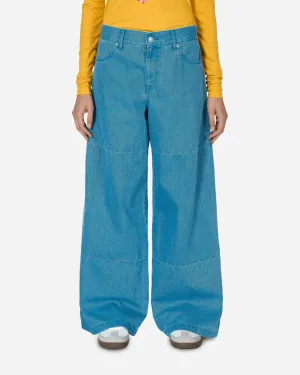 Bunte Denim-Weitbeinhose Blau