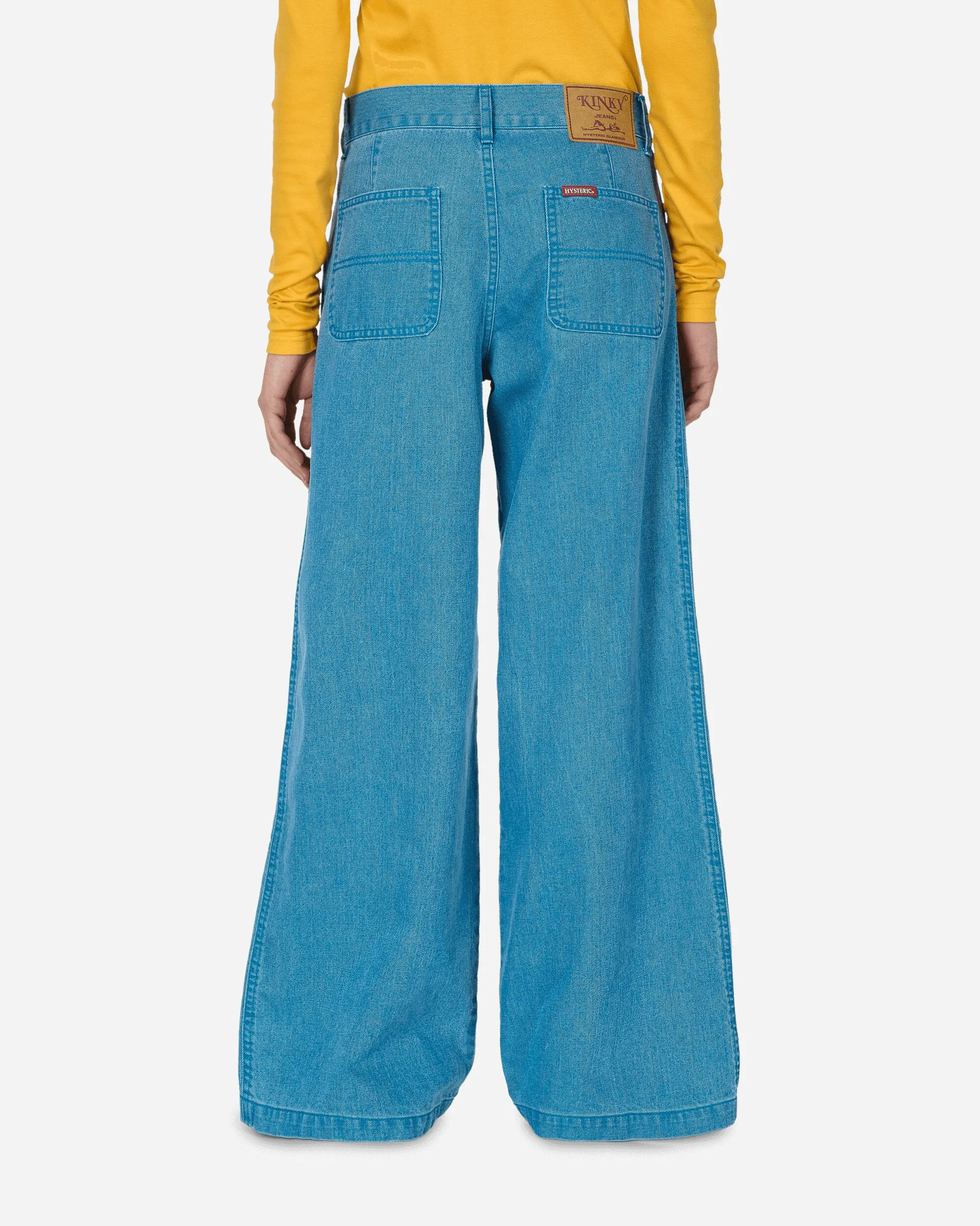Bunte Denim-Weitbeinhose Blau