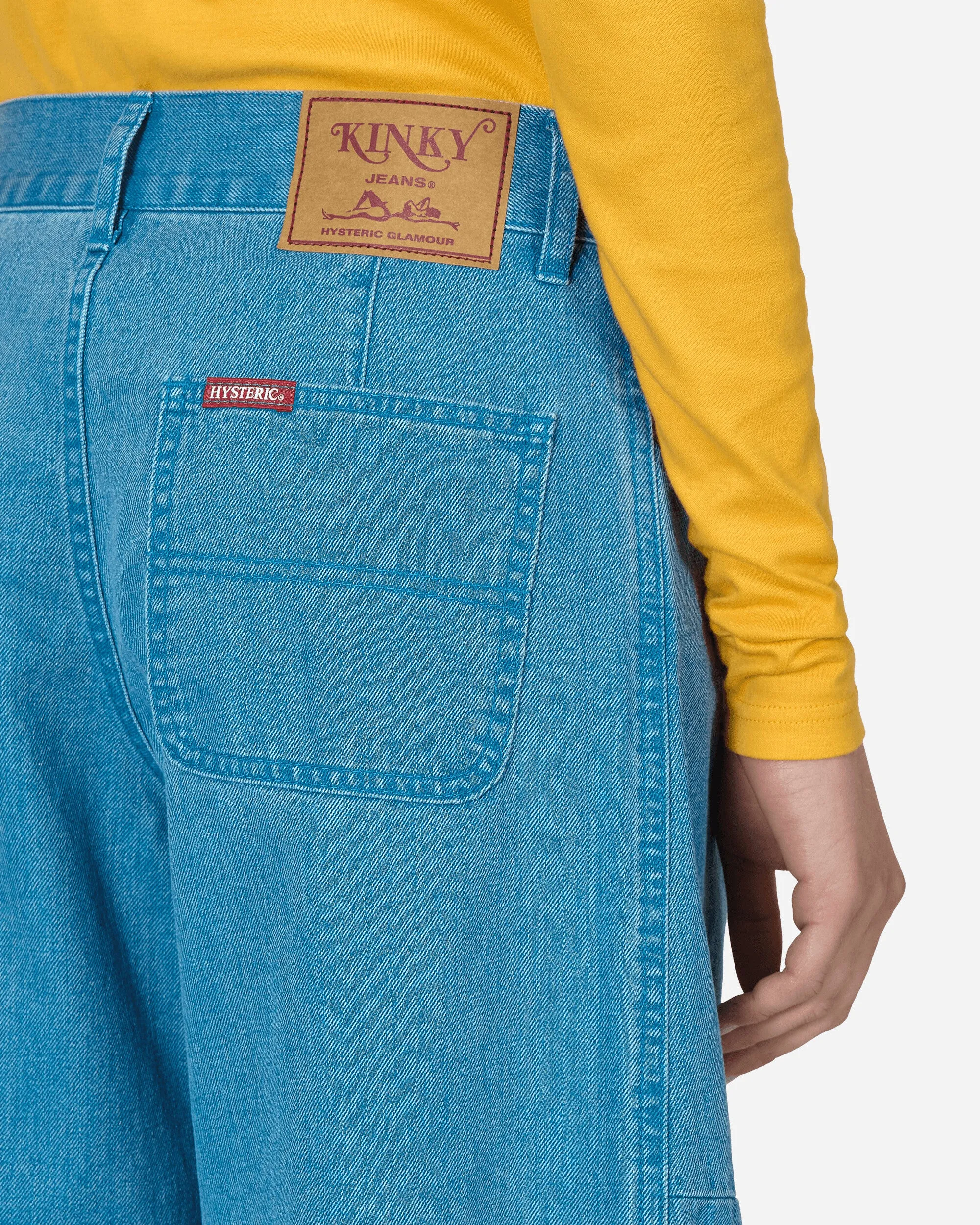 Bunte Denim-Weitbeinhose Blau