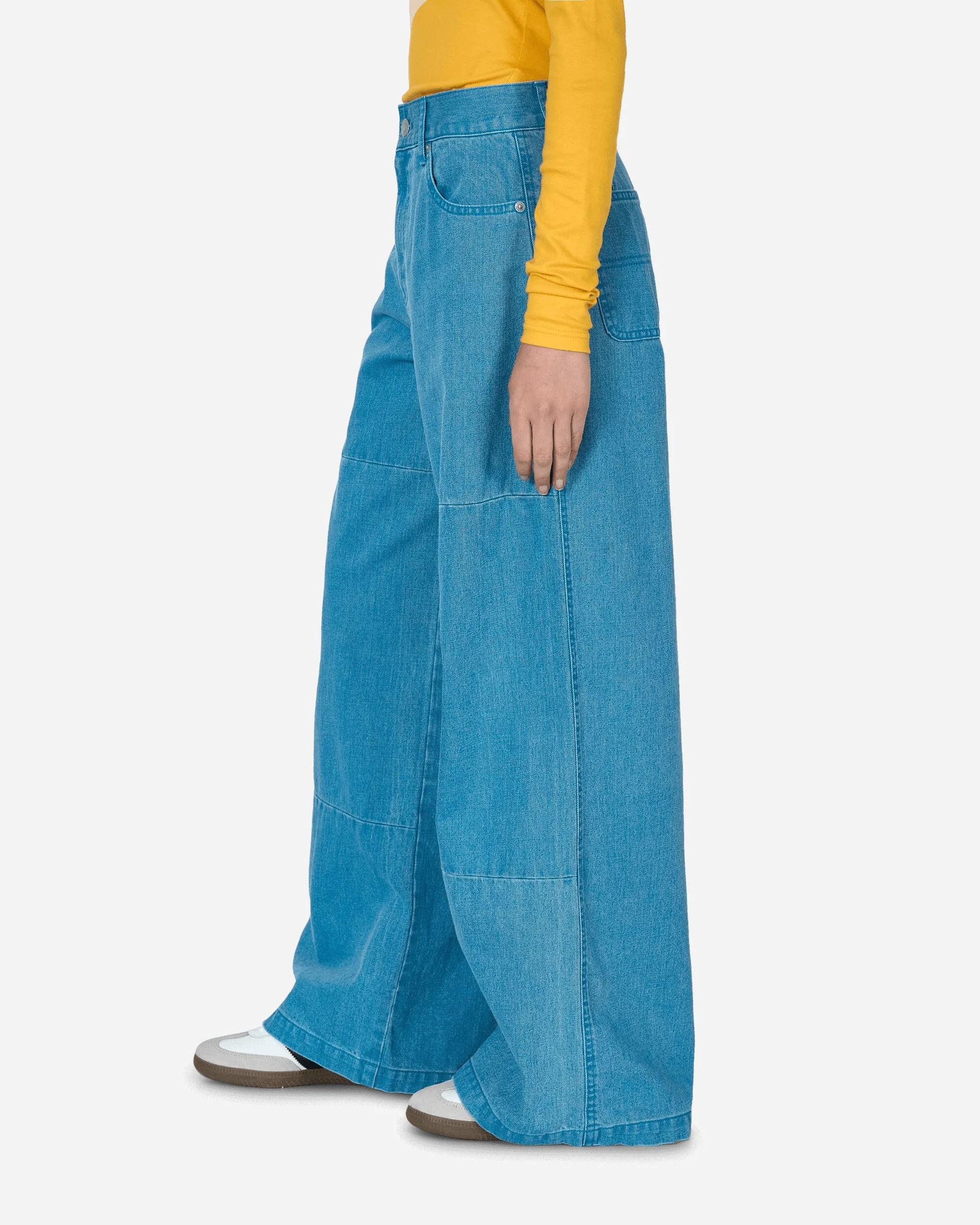 Bunte Denim-Weitbeinhose Blau
