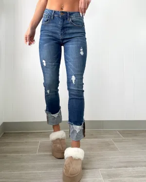 DOORBUSTER Charlie Jeans mit ausgefranstem Saum und Knöchellänge