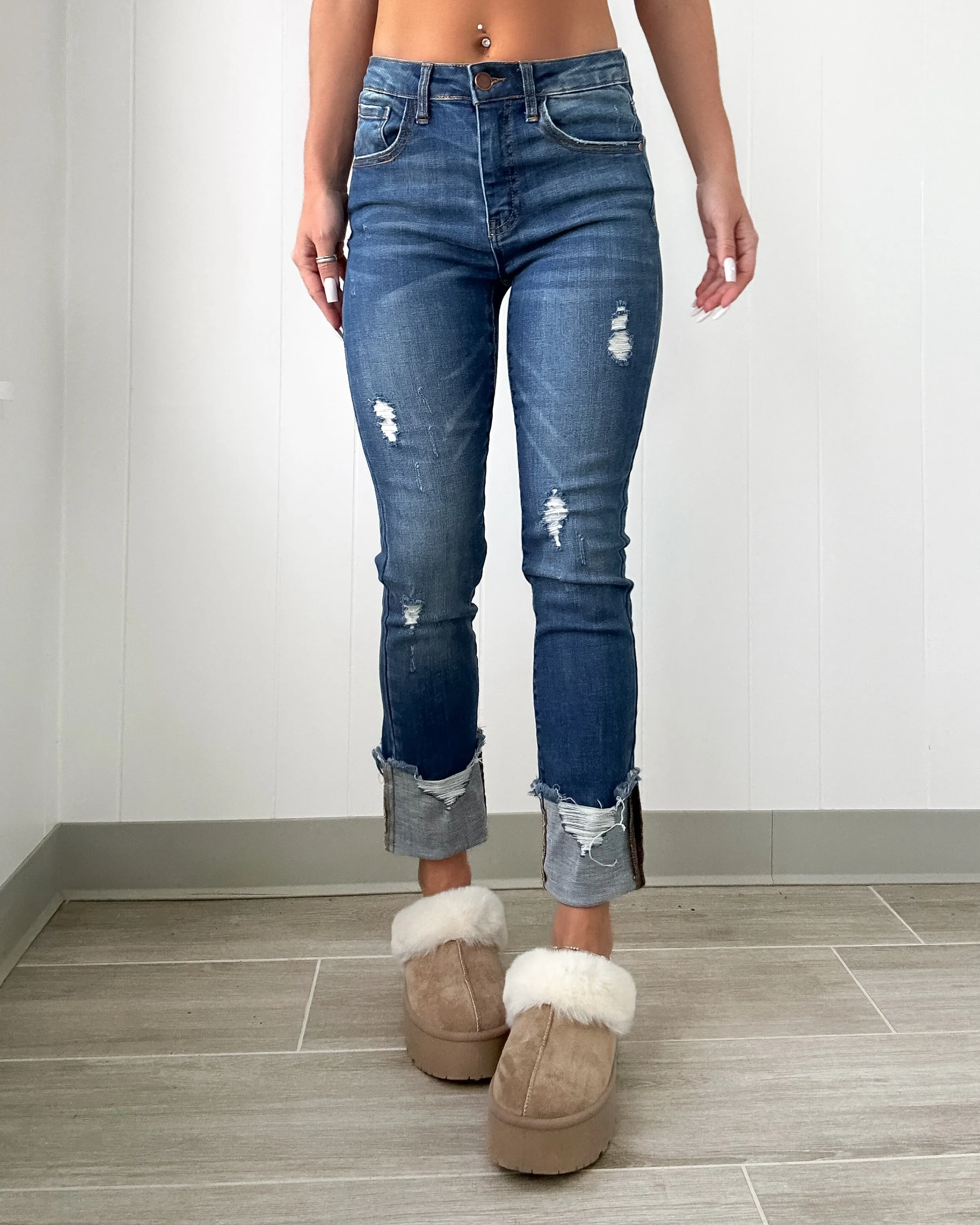 DOORBUSTER Charlie Jeans mit ausgefranstem Saum und Knöchellänge