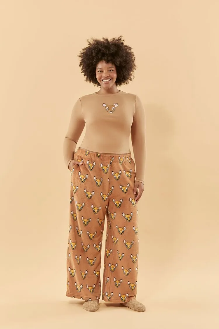 Forever 21 Plus Damen Disney Bambi Schlafanzughose Beige/Mehrfarbig Forever 21