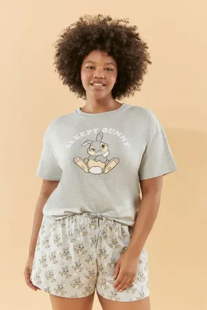 Forever 21 Plus Damen Disney Thumper Schlafanzug-Set Grau/Mehrfarbig Forever 21