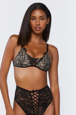 Forever 21 Damen Crisscross Spitzen Cheeky Slip Schwarz/Nude Forever 21