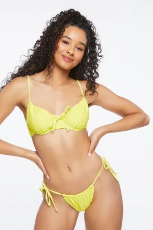 Forever 21 Damen-Ösen-Bikini-Unterteil mit Bindegarn in Zitronengelb von Forever 21