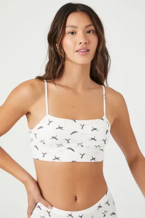 Forever 21 Damen Bralette mit Kolibri-Print in Vanille/Mehrfarbig Forever 21