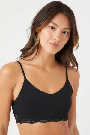 Forever 21 Damen Nahtlose Spitzen-Bralette mit V-Ausschnitt Schwarz Forever 21