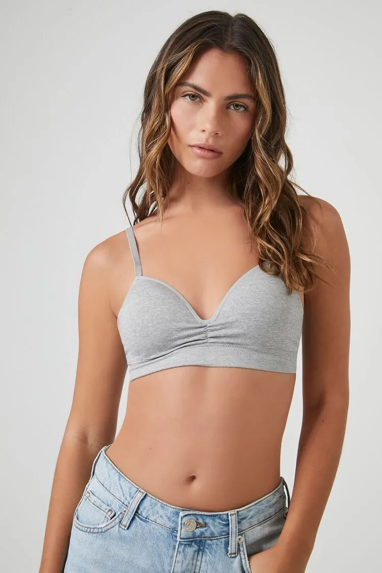 Forever 21 Damen Nahtlose Gerüschte Bralette Meliertes Grau Forever 21