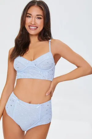 Forever 21 Damen Sternprint Schleier-Bow Slip Cloud Forever 21