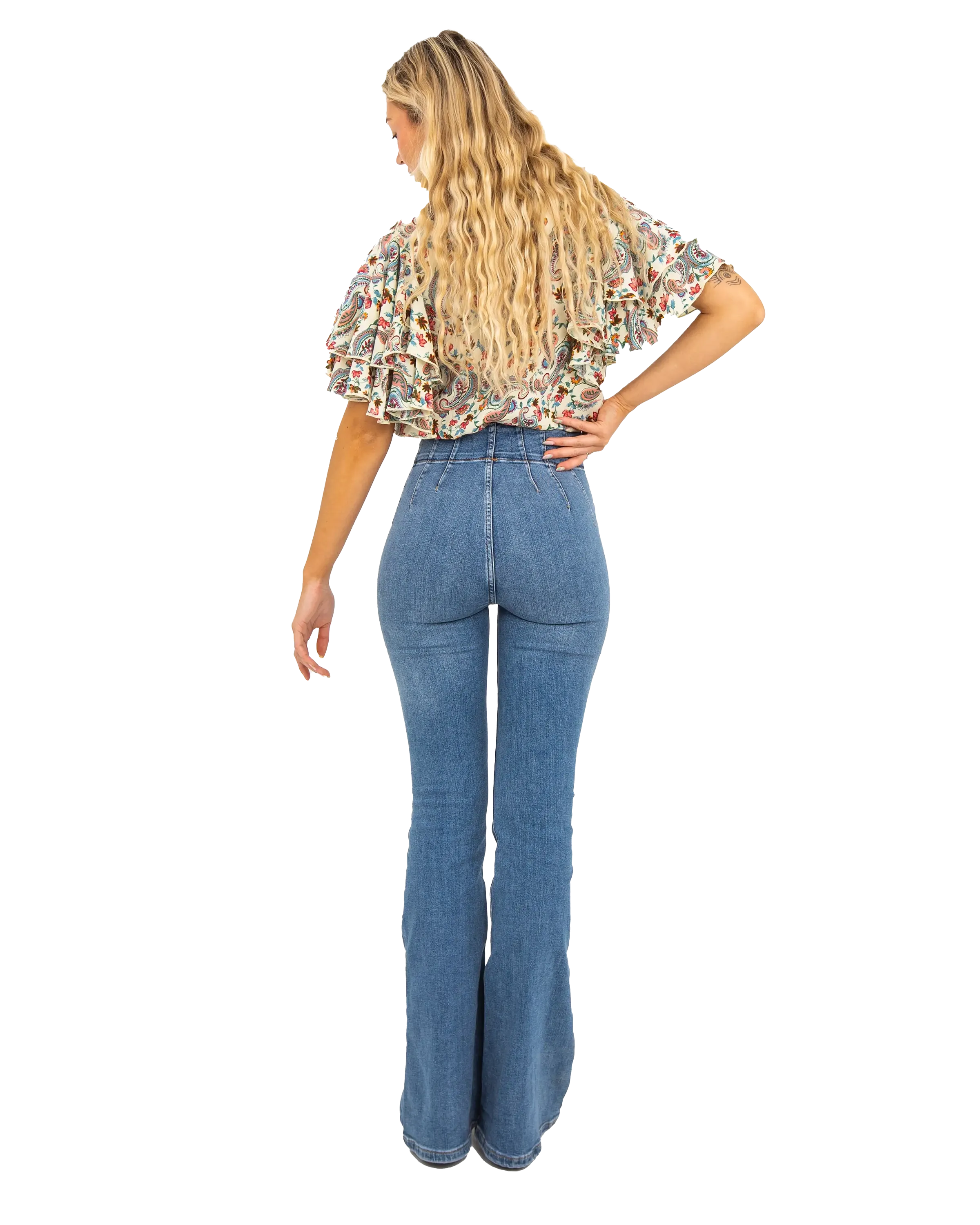 Free People Kleidung Jayde Flare Jeans in Sonnenblau