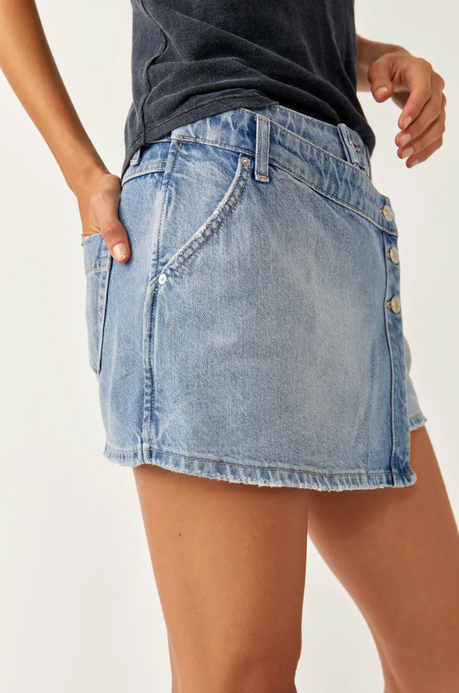 FREE PEOPLE Wynne Denim Rock - Hellindigo