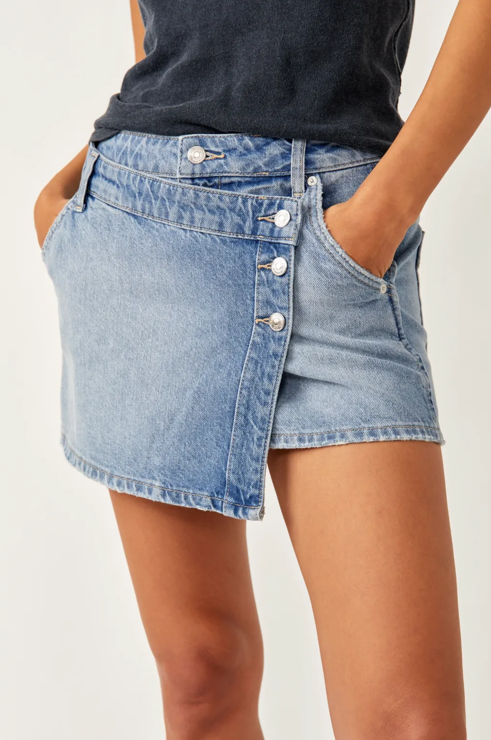 FREE PEOPLE Wynne Denim Rock - Hellindigo