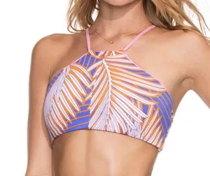 Ballerina-Bikini-Oberteil mit Honigwabenmuster und hohem Ausschnitt